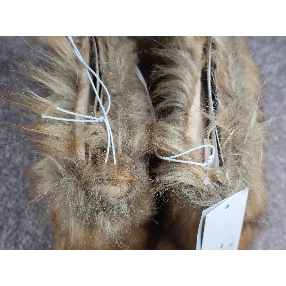 A New Day Womens Faux Fur Memory Foam Platform Boots Tan Terra Size 8 NWT